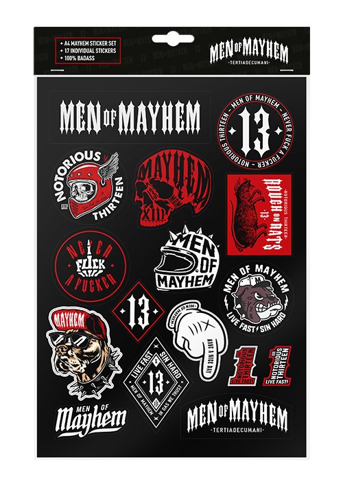 MEN OF MAYHEM 13 Sticker Pack 17 Aufkleber im Set