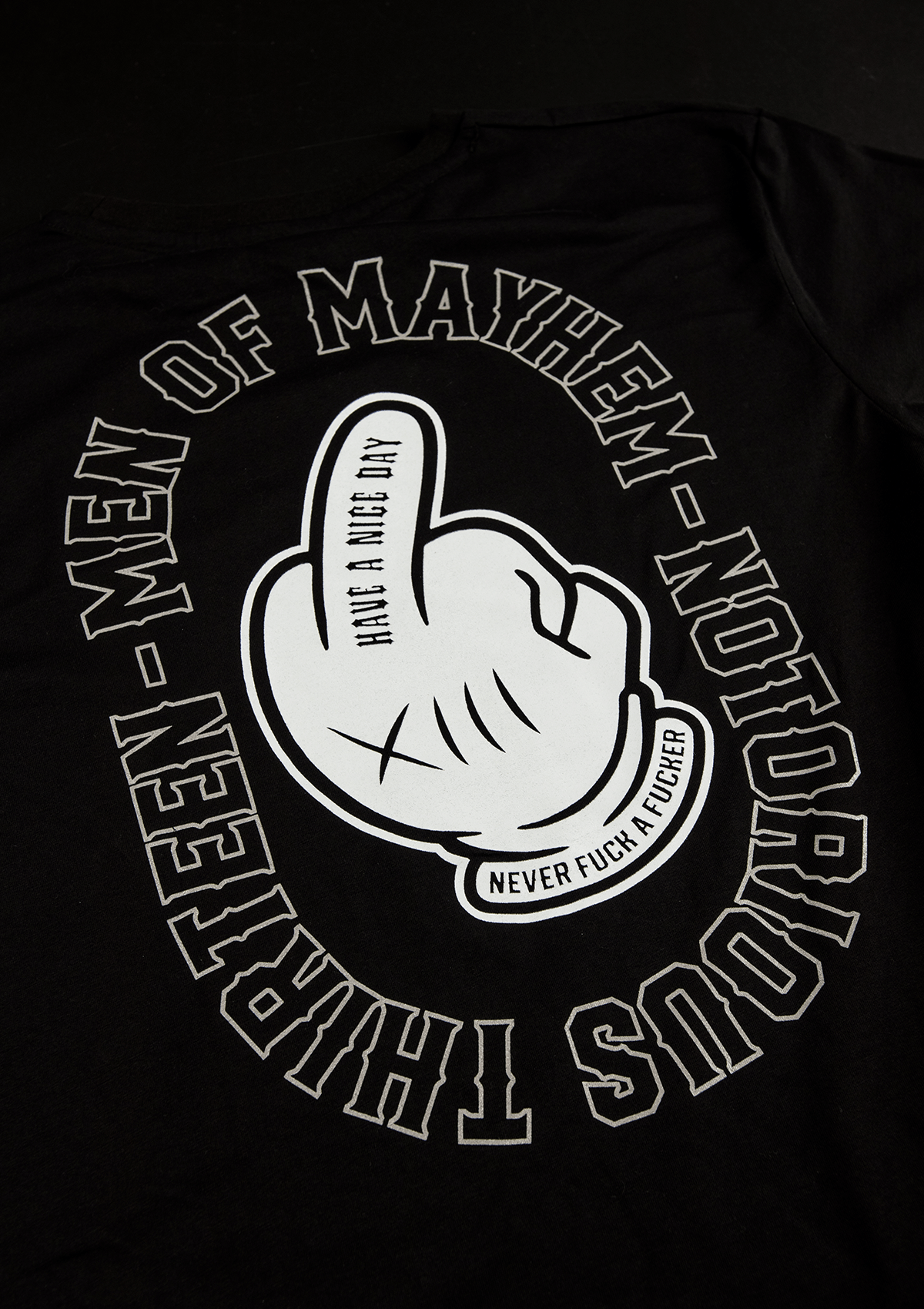 T-Shirt Middle Finger S/W - MEN OF MAYHEM - ALAIKO - EXCHANGES - MM - M - 1010 - MF - SW - black - Men