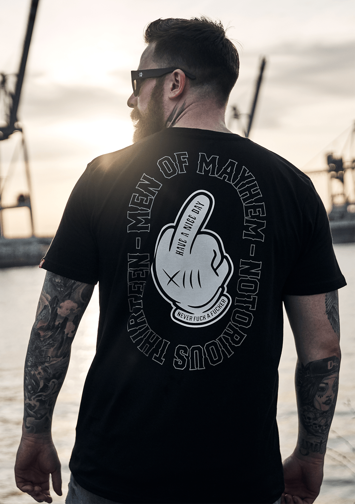T-Shirt Middle Finger S/W - MEN OF MAYHEM - ALAIKO - EXCHANGES - MM - M - 1010 - MF - SW - black - Men
