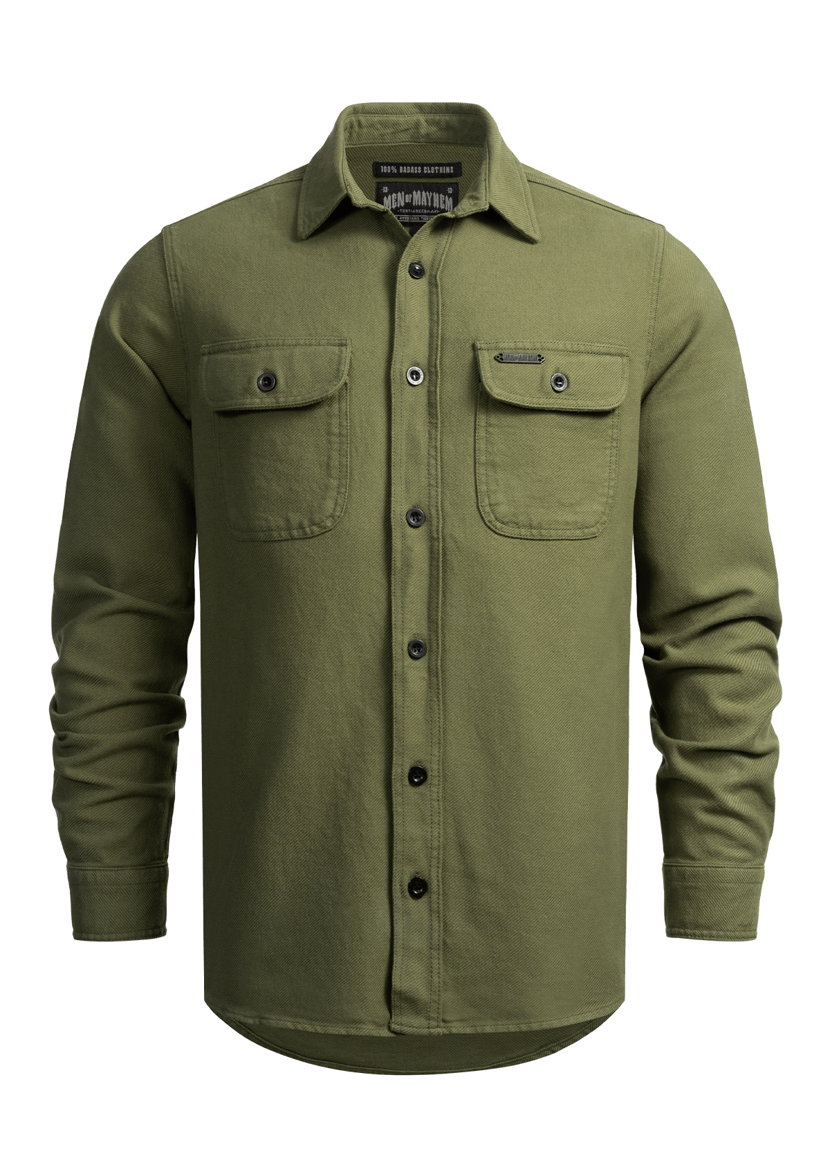 Flanellhemd Olive / Heavy D. - MEN OF MAYHEM - ALAIKO - EXCHANGES - MM - M - 1060 - FH - AO - Flanellhemd - Hemden