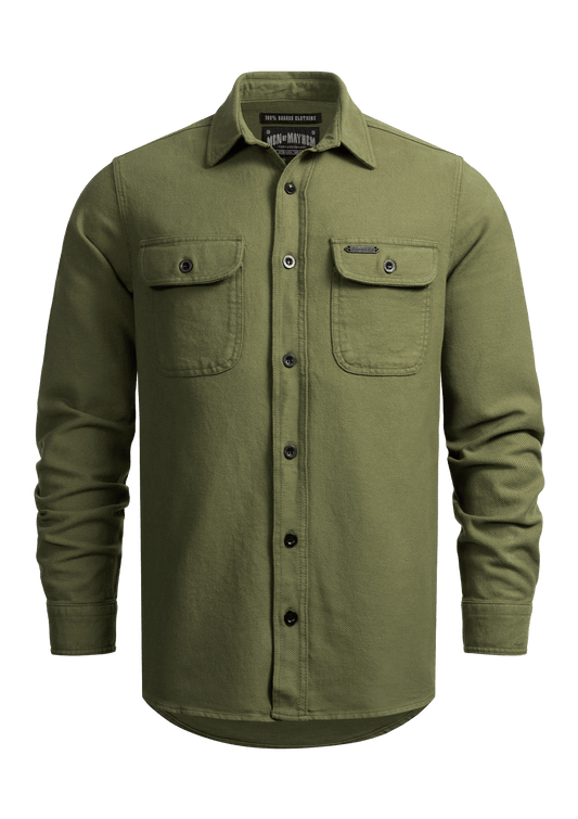 Flanellhemd Olive / Heavy D. - MEN OF MAYHEM - ALAIKO - EXCHANGES - MM - M - 1060 - FH - AO - Flanellhemd - Hemden