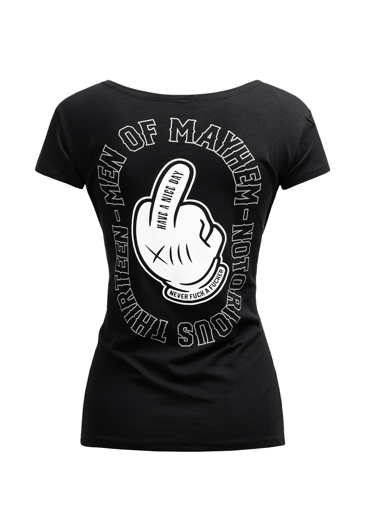 Women T-Shirt Middle Finger S/W - MEN OF MAYHEM - ALAIKO - EXCHANGES - MM - W - 2020 - MF - SW - black - Schwarz