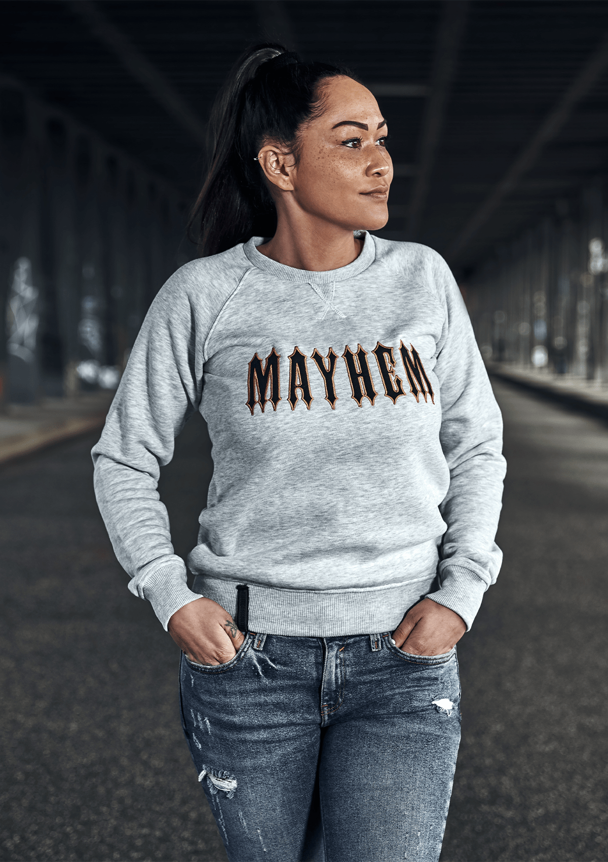 Women Crewneck Mayhem HG/NG - MEN OF MAYHEM - ALAIKO - EXCHANGES - MM - W - 2040 - CC - HGNG - Grau - Pullover & Crewnecks