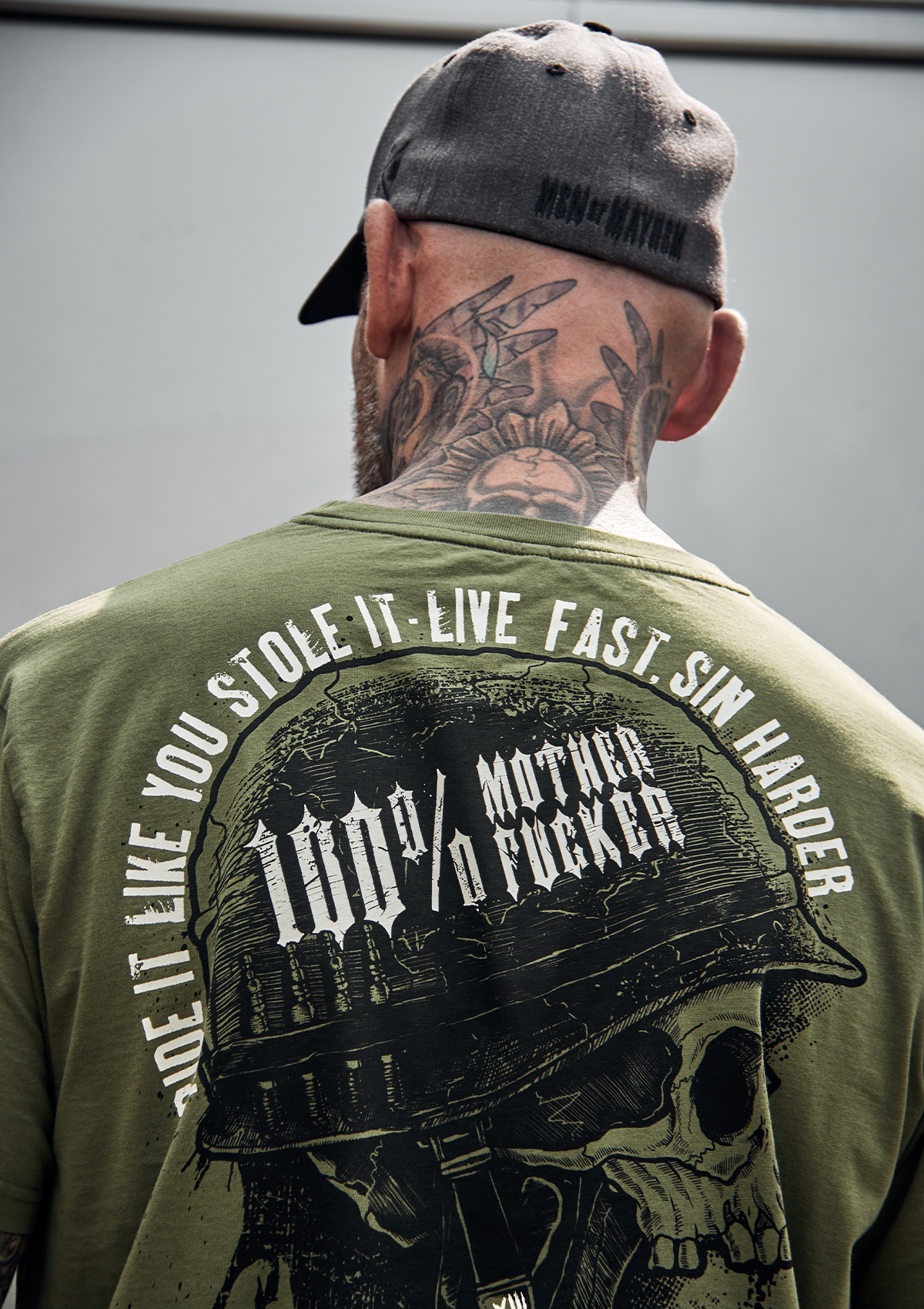 MEN OF MAYHEM I Manner I T Shirt Army Skull O S oliv schwarz