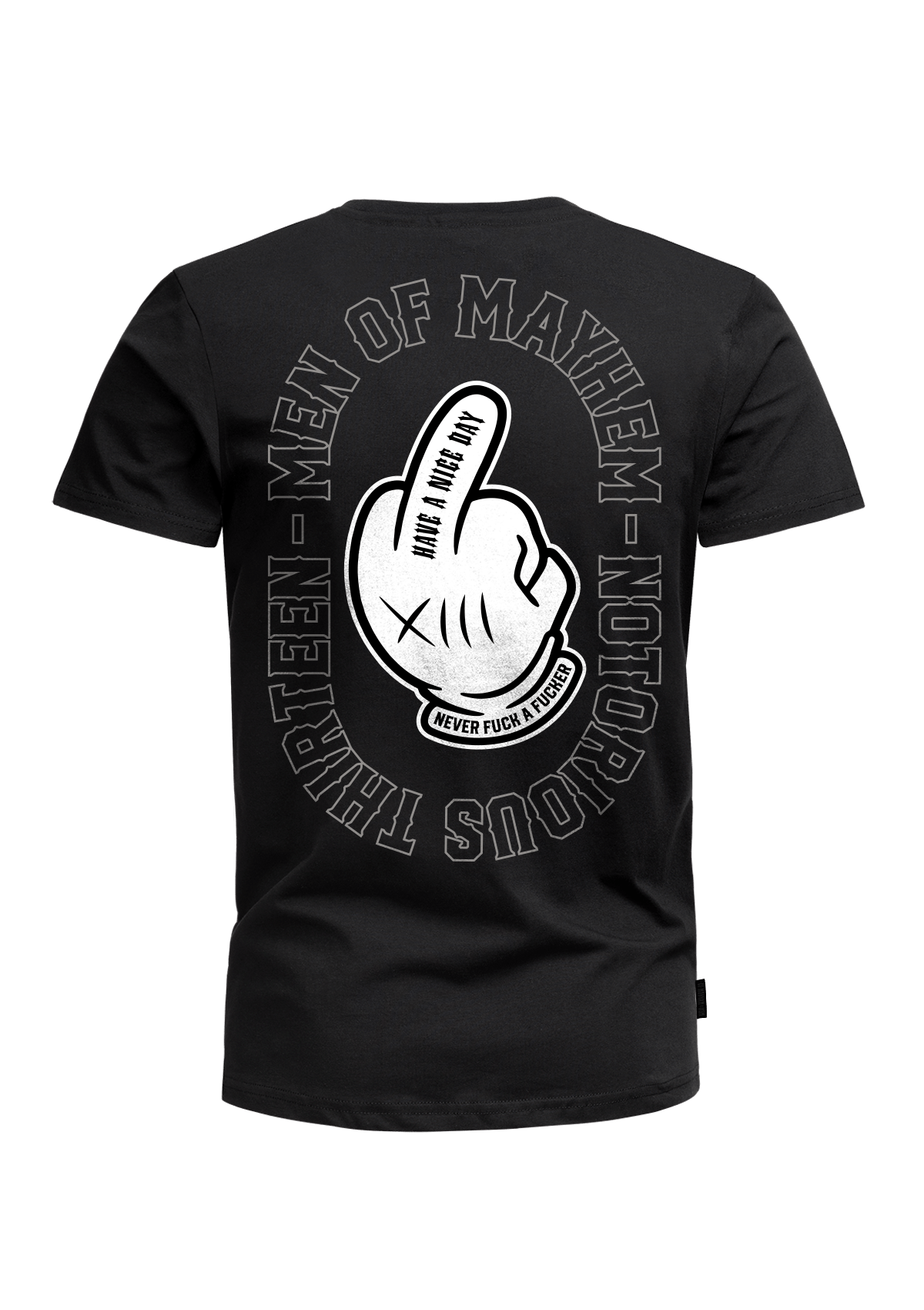 T-Shirt Middle Finger S/W - MEN OF MAYHEM - ALAIKO - EXCHANGES - MM - M - 1010 - MF - SW - black - Men