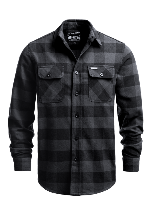 Flanellhemd Iron / Heavy D. - MEN OF MAYHEM - ALAIKO - EXCHANGES - MM - M - 1060 - FH - IH - Flanellhemd - Grau