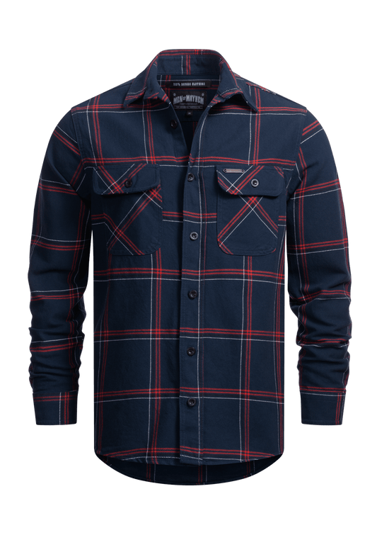 Flanellhemd Marine / Heavy D. - MEN OF MAYHEM - ALAIKO - EXCHANGES - MM - M - 1060 - FH - MR - Blau - Flanellhemd