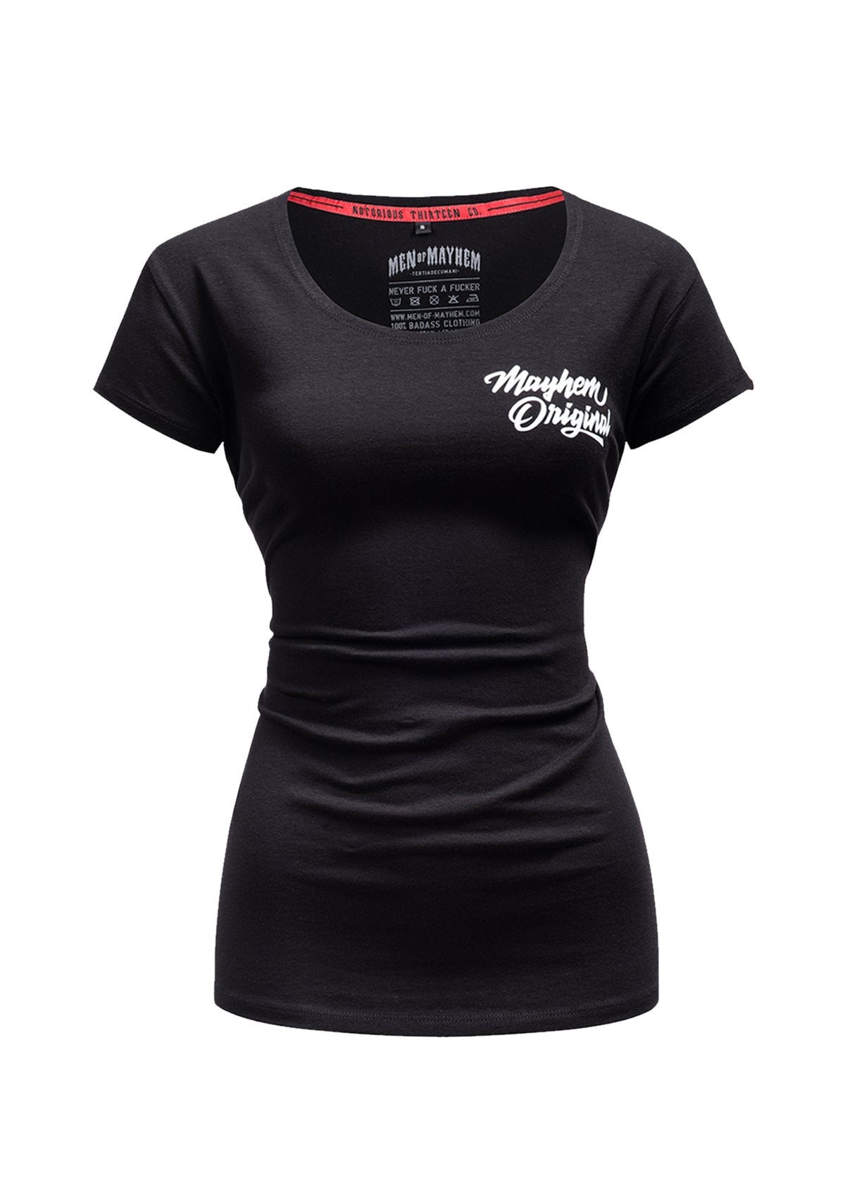 Women T-Shirt Two Words One Finger S/W - MEN OF MAYHEM - ALAIKO-EXCHANGES-MM-W-2020-TW-SW - black - Schwarz