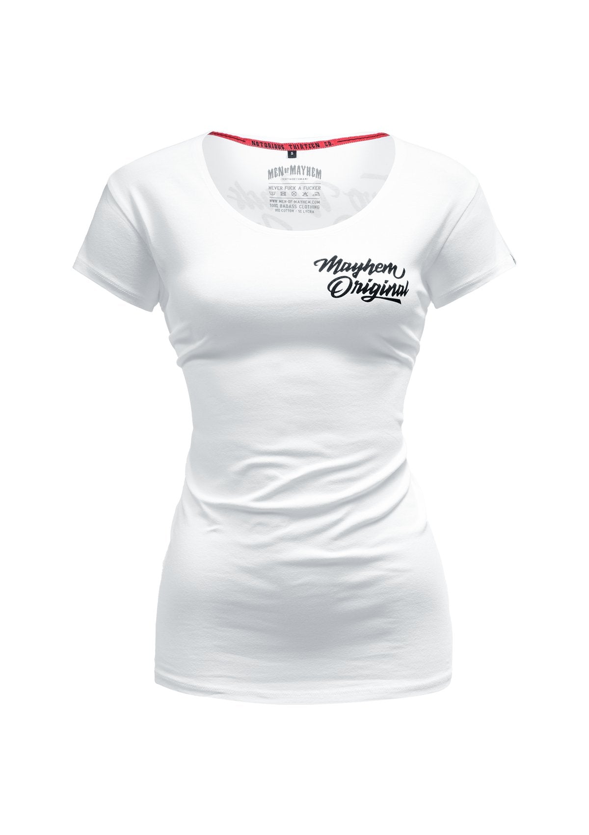 Women T-Shirt Two Words One Finger W/S - MEN OF MAYHEM - ALAIKO-EXCHANGES-MM-W-2020-TW-WS - T-Shirts & Tops - weiss