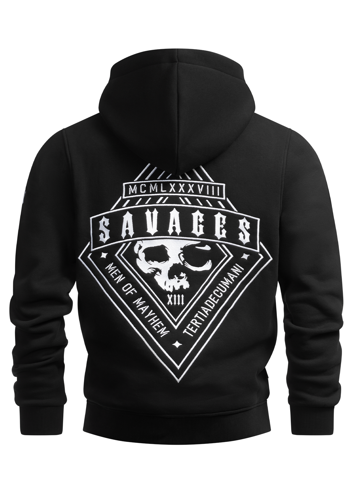 MEN OF MAYHEM I Manner I Hoody Savage S W in schwarz mit Stick